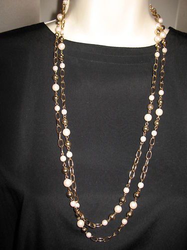 NWT  Charter Club Long Pearl 60 Gold Chain Necklace  RT$36 