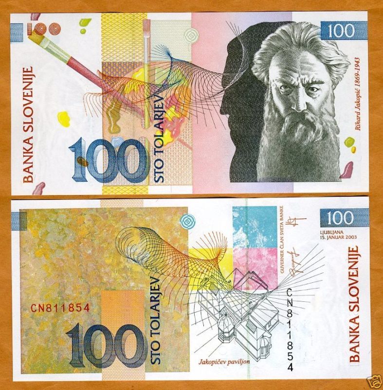 Slovenia, 100 Tolarjev, 2003, P 31, UNC  Last Pre Euro  