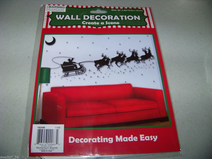 CHRISTMAS Wall Decor MURAL Create A Scene SANTAS SLEIGH RIDE  