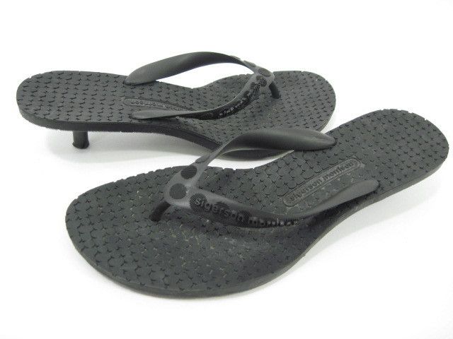 SIGERSON MORRISON Black Heeled Thong Flip Flops Sz 6.5  