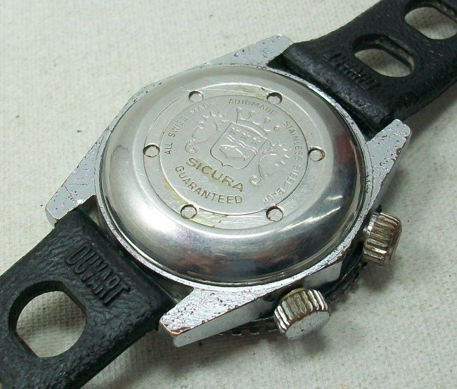 VINTAGE SICURA   BREITLING LOCKABLE BEZEL AUTOMATIC DIVER WRISTWATCH 2 