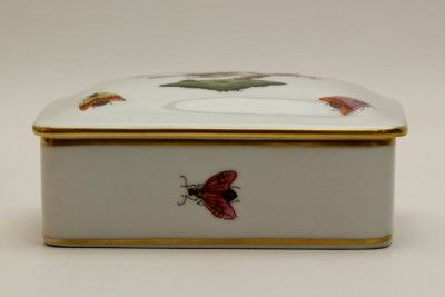 Antique Herend Hungary Insect & Bird Hand Painted Porcelain Trinket 