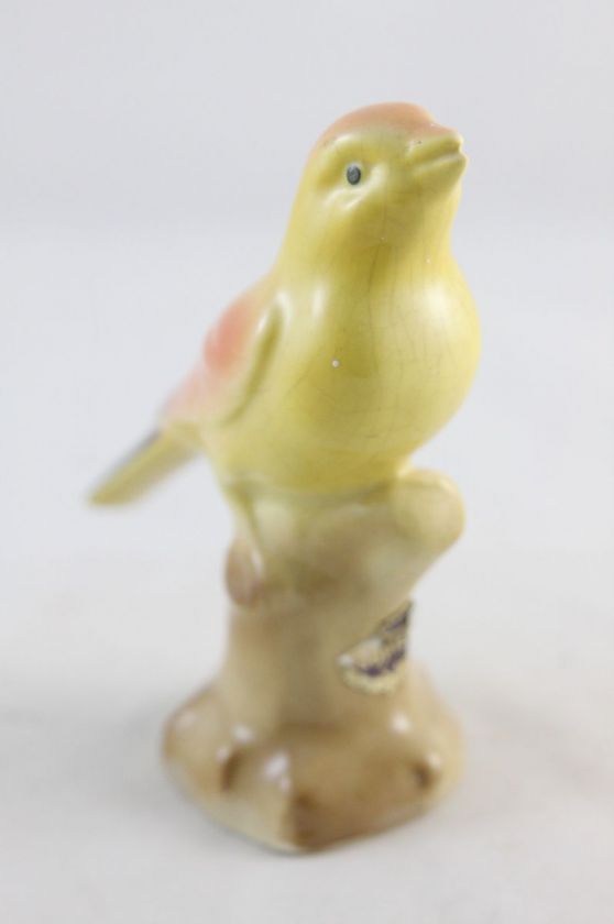 VINTAGE ROYAL COPLEY YELLOW PINK BIRD CERAMIC POTTERY FIGURINE FIGURE 