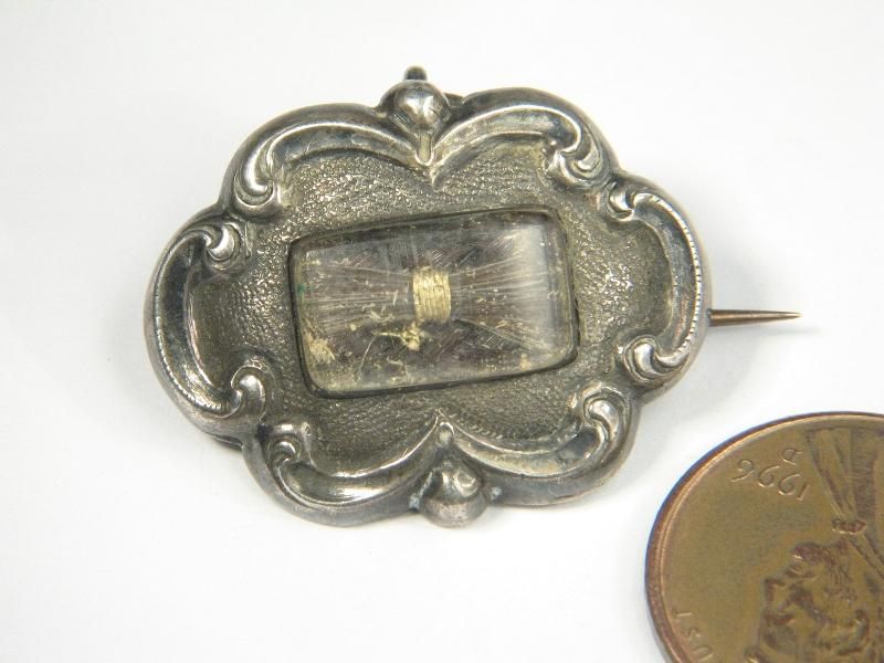 high quality, Victorian mourning pin   rather unusual in silver and 