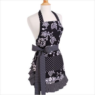 Flirty Aprons Womens Apron in Sassy Black WO 10005  