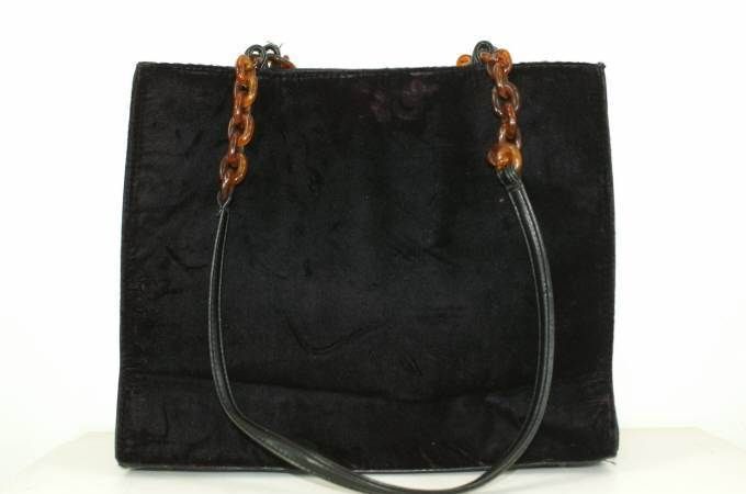 80s Dark Brown Velvet Samir Handbag Tote Purse  