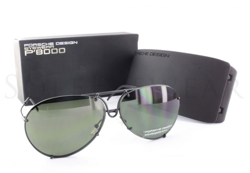 NEW Porsche P8433 D Interchangeable Matte Black Sunglasses  