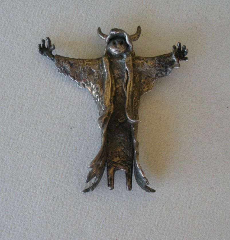 Dee Morris sterling silver Buffalo Shaman pin pendant  