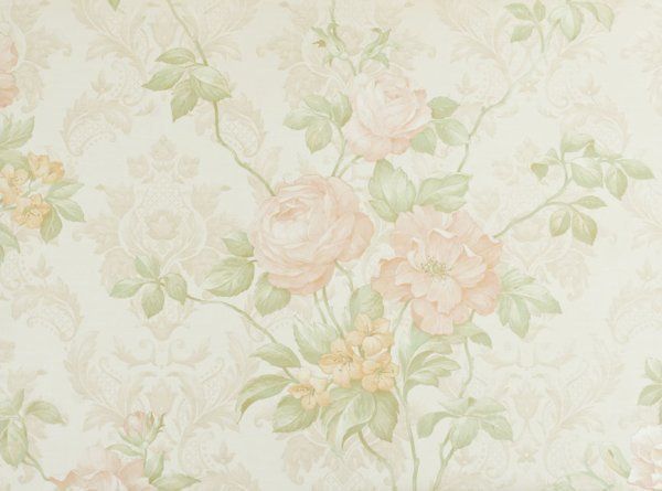 Peaches N Cream Rose Damask Wallpaper Double Rolls  