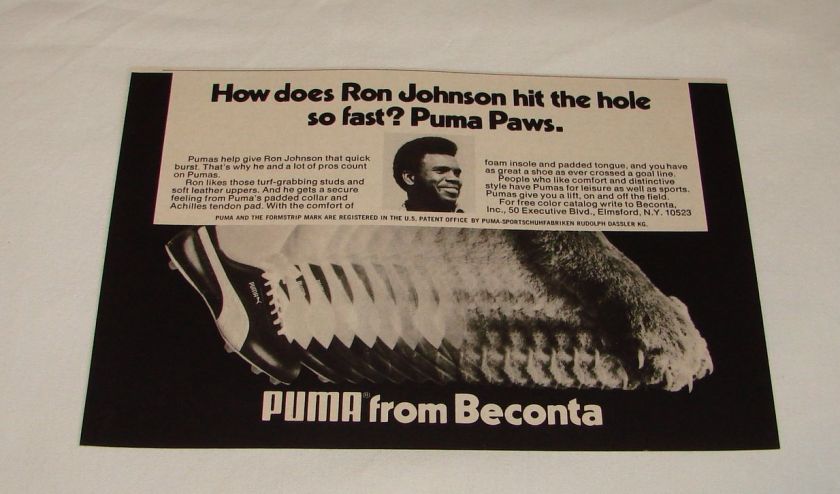 1975 RON JOHNSON Puma shoes ad ~ NY Giants  