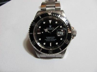 MENS ROLEX SUBMARINER 16610 STAINLESS w/ BLACK DIAL & DATE, BOX 