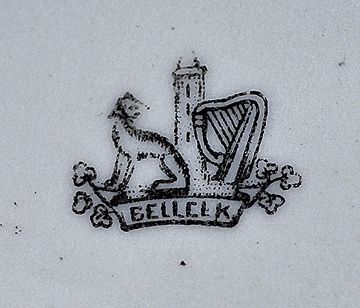 c1870 BELLEEK FIRST BLACK MARK IRISH PORCELAIN IRIDESCENT TEA POT 