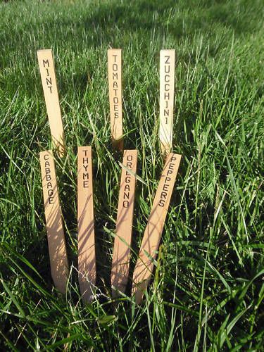 Engraved Wooden Plant Markers, Garden Stakes  