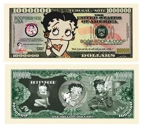 BETTY BOOP MILLION DOLLAR BILL W/PROTECTOR ($1.59)  