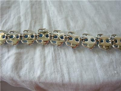 Vtg Coro Blue Swirl Thermoset Lucite Link Bracelet  