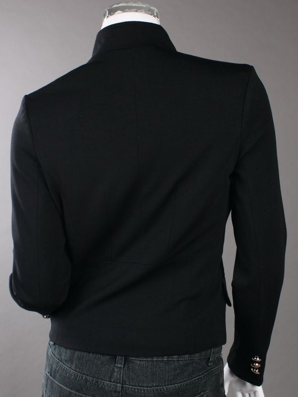 MANDARIN COLLAR SUIT BLAZER WITH POCKET BLACK SZ S 1111  