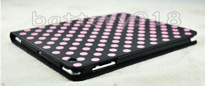   Polka Dots Design Leather Smart Cover Case W/Stand For IPAD 2  