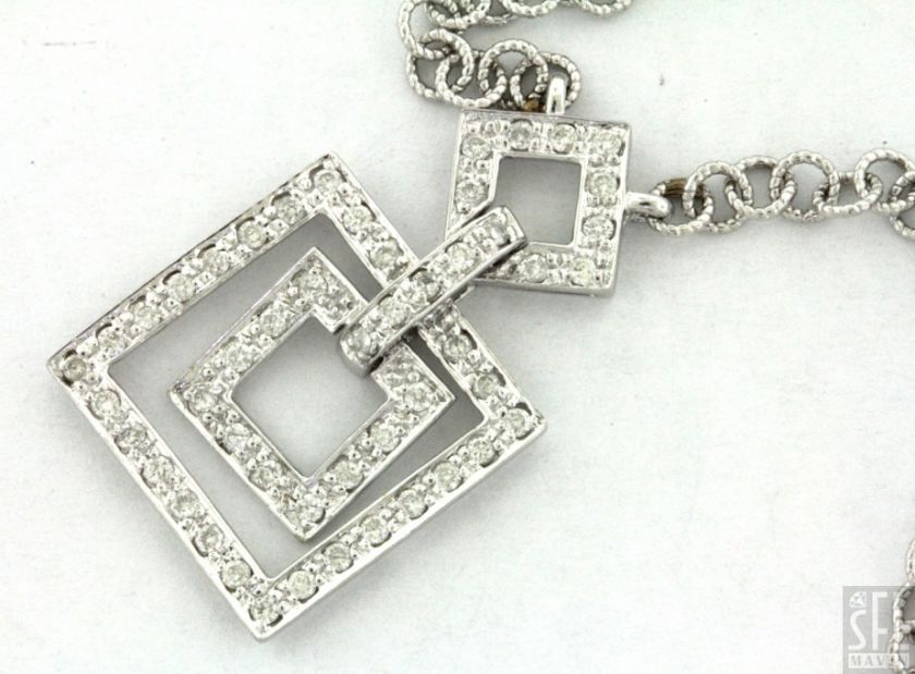   .50CT DIAMOND SQUARE PENDANT ITALIAN DESIGNER CHAIN NECKLACE  