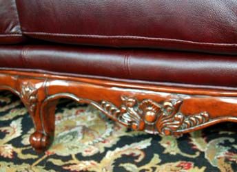 Solid Mahogany Top Grain Italian Leather Love Seat  