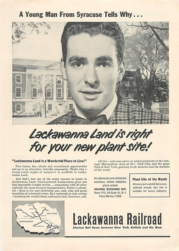 1954 Lackawanna Railroad   Land NY, PA   Vintage Ad  