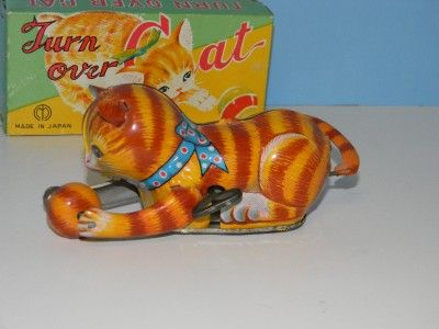 VINTAGE MT JAPAN TURN OVER CAT WINDUP TOY NEW IN BOX WORKS GREAT 