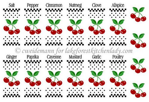 Cherries Checks Vtg Griffith MilkGlass Spice Jar Decals  