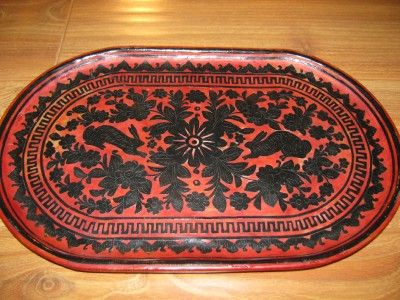 NICE EARLY CHINESE CINNABAR LACQUER TRAY  