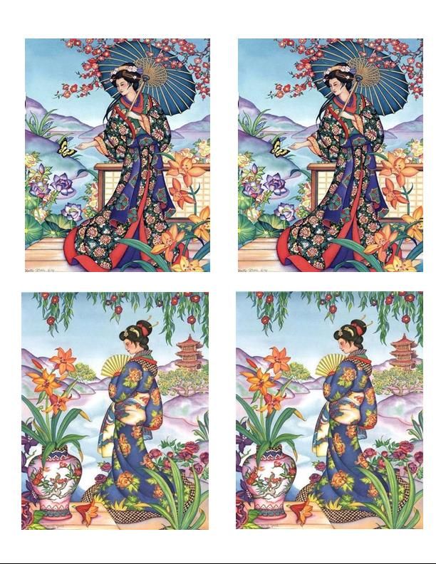 ORIENTAL~JAPANESE GEISHA QUILT FABRIC BLOCKS~12  