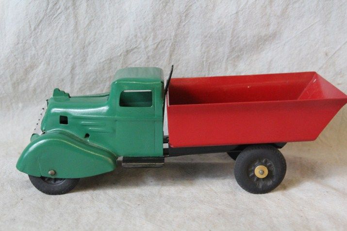 L282 VINTAGE 1930s KINGSBURY PRESSED STEEL DUMP HAULER TRUCK  