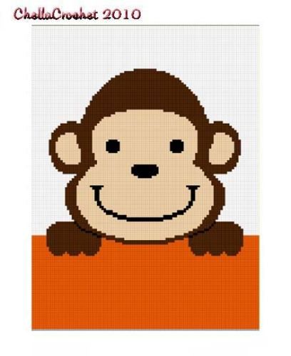 Hang on Monkey Baby Afghan Crochet Pattern Graph 100st  