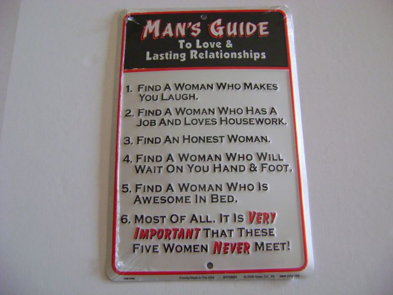 Mans Guide To Love & Lasting Relationships Tin Sign  
