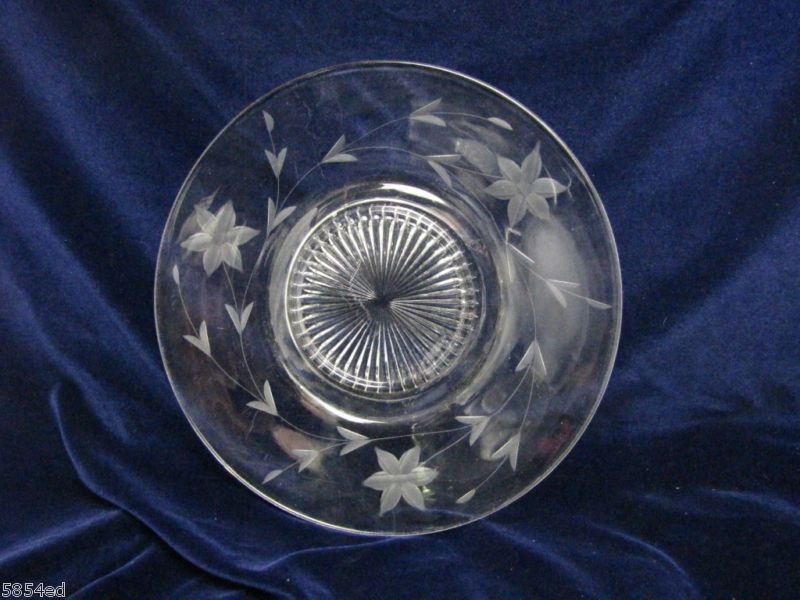 Vintage Clear Glass Under Or Serving Platter Etched  