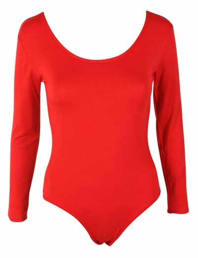 LADIES LONG SLEEVE STRETCH LEOTARD BODYSUIT WOMENS TOP  