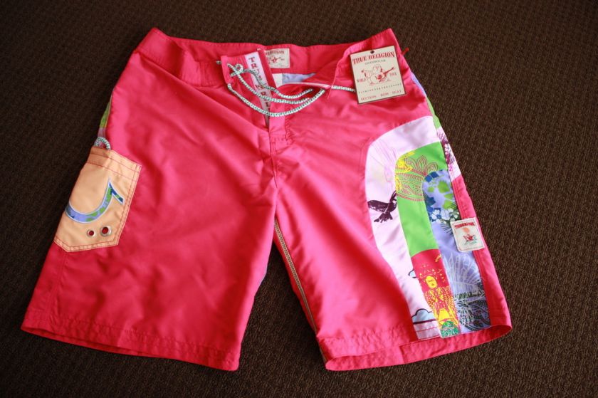 True Religion Board Shorts, Authentic, Hot Pink  