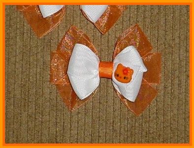 TODDDLER HAIR CLIP BOW BARRETTES ~HELLO KITTY~ORANGE  