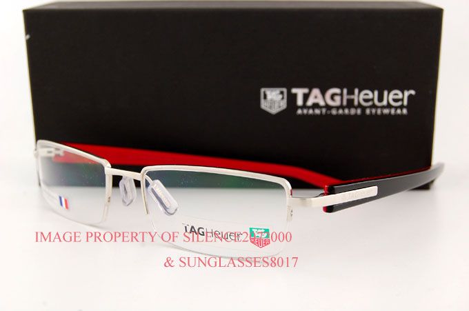 Brand New TAG Heuer Eyeglasses Frames TRENDS 8203 001 SILVER/BLACK/RED 