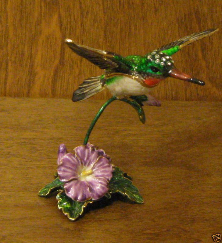 Kubla Crafts Jeweled Trinket Box #KC3589 HUMMINGBIRD new from our 