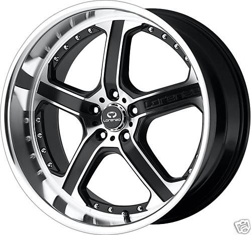 22X9 BLACK LORENZO WL21 WHEELS RIMS 5X115 +18MM MAGNUM  