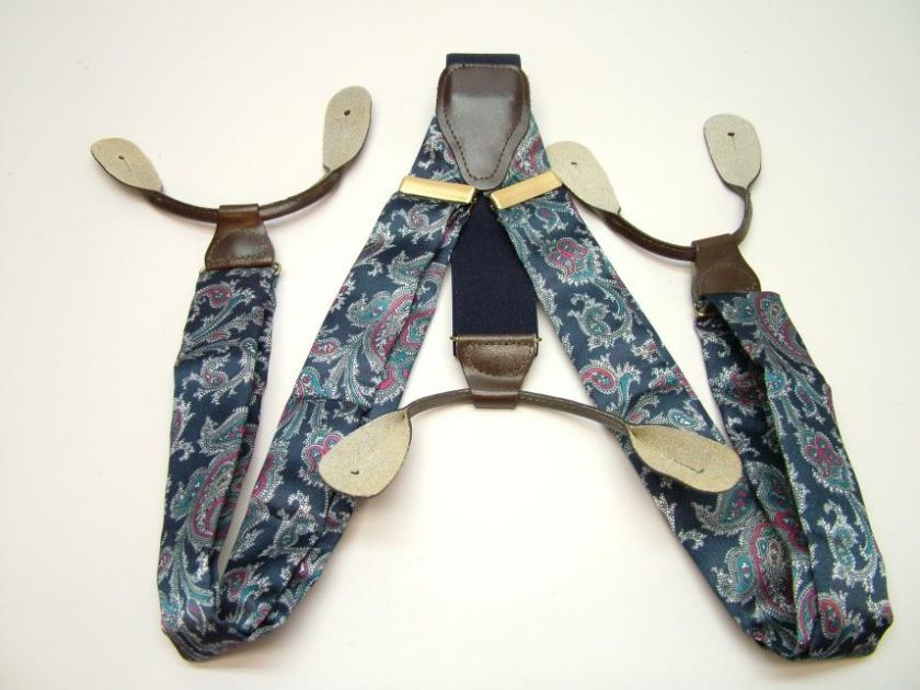 MENS CAS GERMANY BLUE WHITE RED ART NOUVEAU PAISLEY SUSPENDERS BRACES 