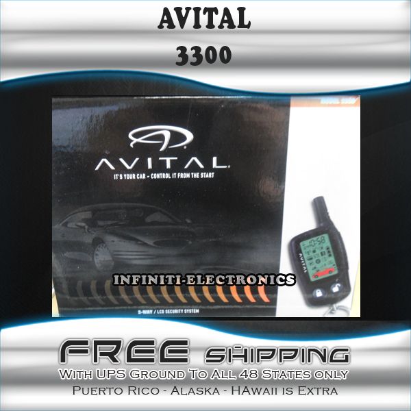   AVITAL 3300 SECURITY ALARM 3300L KEYLESS ENTRY BY VIPER 2 WAY ALARM