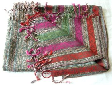 INDIA KASHMIR PURE JAMAVAR WOOL SHAWL SCARF WRAP NEW 14  