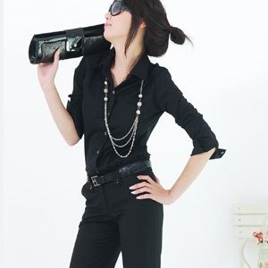 Chic shirt collar Blouse, Career, Woman, Korea, A011150  