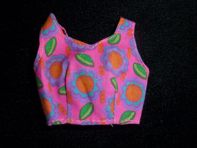 GREAT Barbie Crop TOP Bright Pink, Green Blue Shirt  