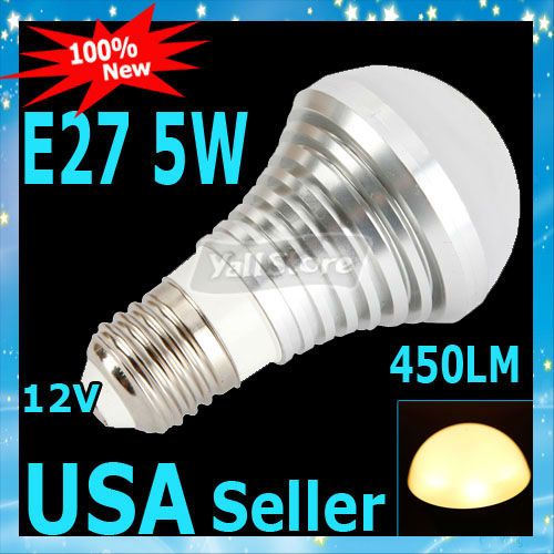5W E27 12V 450LM Warm White LED Lamp Light Bulb Energy saving  