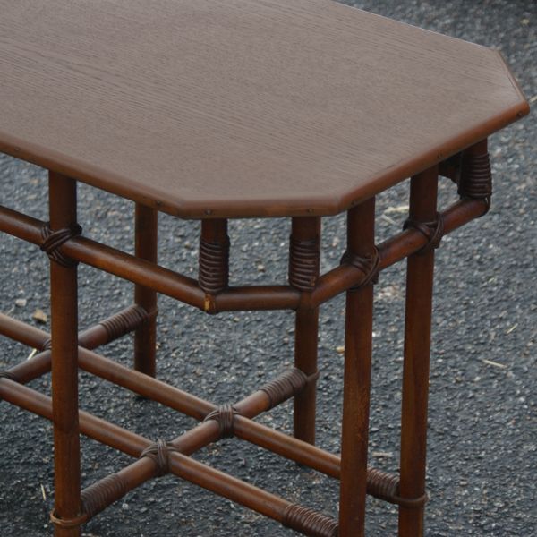 Octagonal wood top bamboo structure coffee table