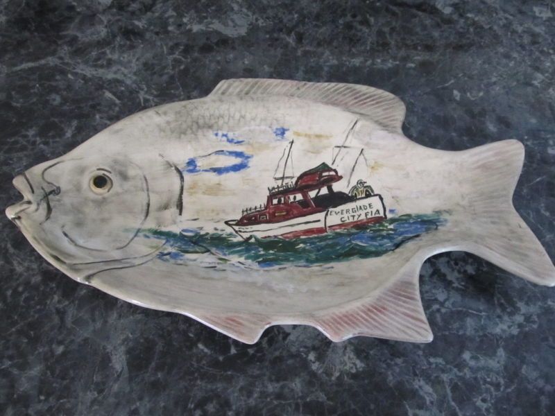 GOODSELL HAND PAINTED FISH DISH EVERGLADE CITY FLORIDA  