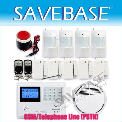 Wireless GSM SMS Telephone Line Burglar Alarm System Smoke Fire Detect 