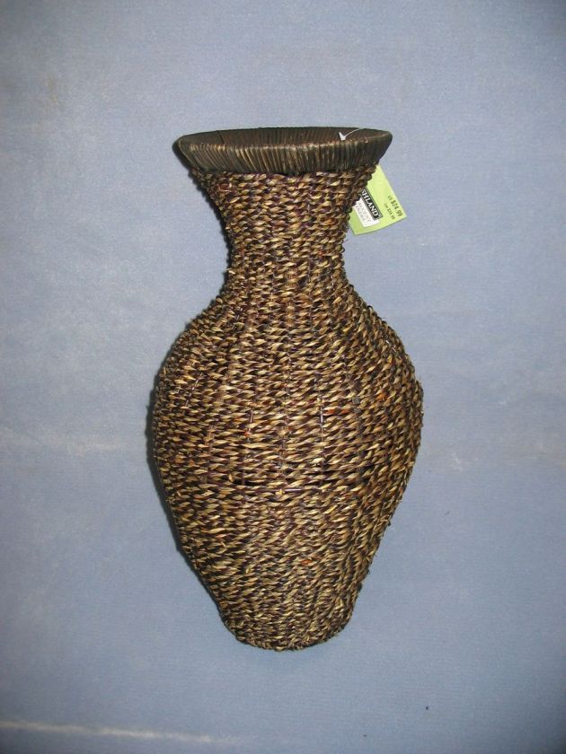 WICKER ROPED DISPLAY CANISTER VASE  