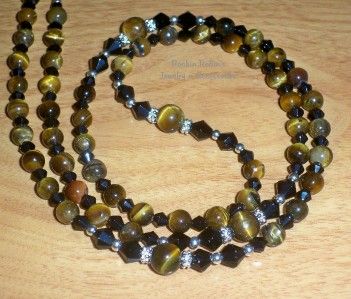 Mens Tiger Eye Catholic Rosary Bead Necklace  