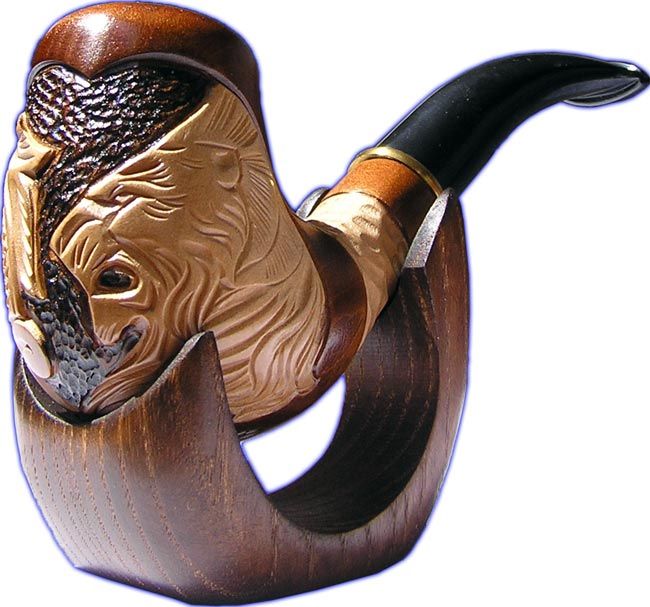 Hand Made Figured Tobacco Smoking Pipe LION HEAD  